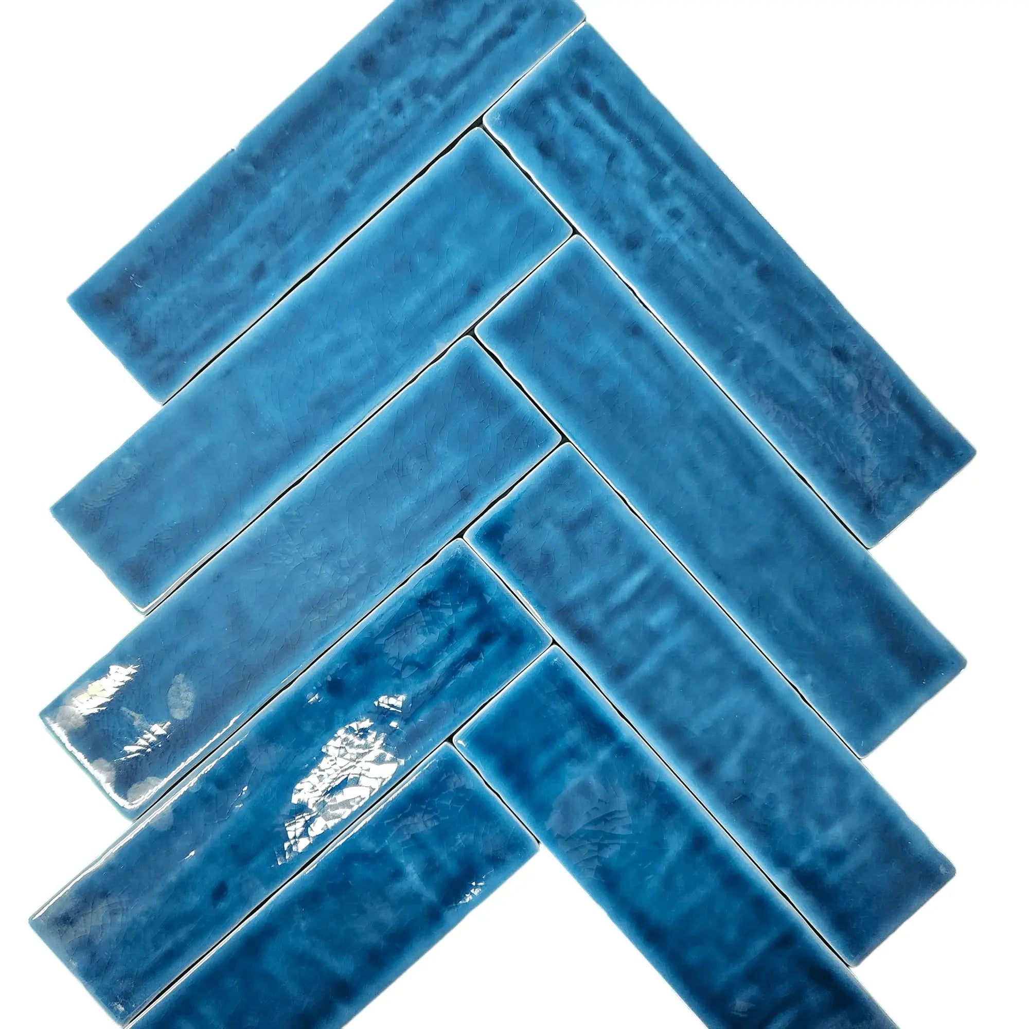Ocean Blue - Crackled 10" x 2.5" SoukiTile